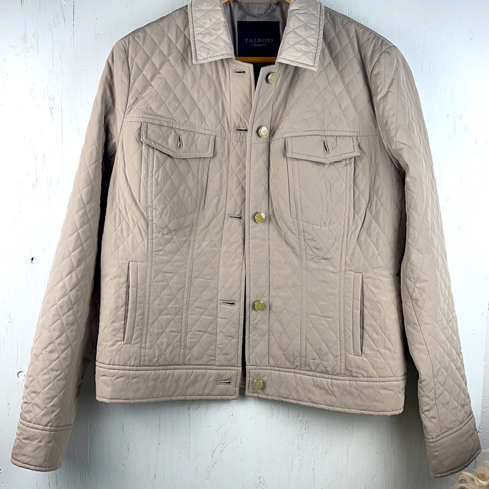 Talbots quilted beige jacket size 10